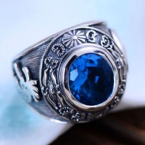 China Vintage Jewelty Sterling Silver Blue Cubic Zircon Men Ring (XH053342W) supplier
