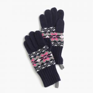 China Customized Winter Knitted Gloves With Fingers / Fair Isle Jacquard Pattern supplier