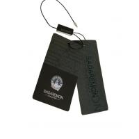 China Bespoke Paper Clothing Brand Hang Tags And Labels Perforated Garment Tags Printing on sale