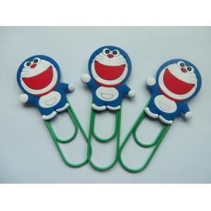 China Lovely Doraemon Rubber PVC Bookmark With Green Clip , Mini Size , Best Christmas Gift For Children supplier