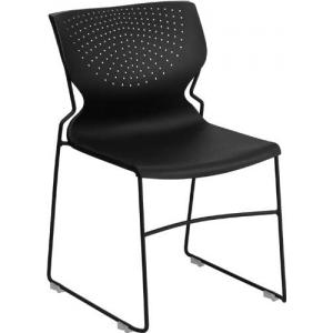 China Black Plastic Stacking Chairs Full Back Plastic Stack Office Side Chair supplier
