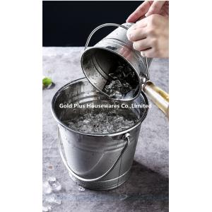 0.8L Promotion outdoor stainless steel ice bucket with handle for bar metal champagne beer wine keg cooler