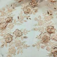 China 3D Flower Embroidered Lace Fabric , Sequin Lace Mesh Fabrics For Fashion Dresses on sale