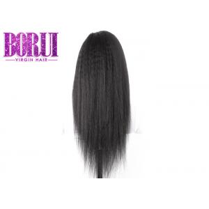 China Pre Plucked Yaki Straight Human Hair Wig Kinky Straight Glueless Full Lace Wig supplier