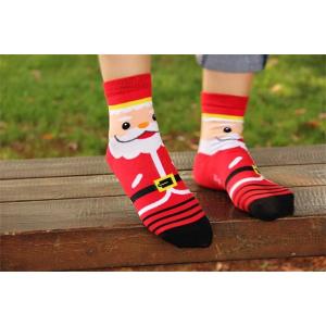 Funny santa claus patterned design winter cotton socks for women