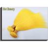 Customized Yellow Silk Straight 100% Human Hair Extensions Long Lasting Cuticle