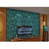 China Luxury Soundproof Velvet Flock Wallpaper / 3D Wall Covering With 0.7*10M Size , Eco Friendly on sale