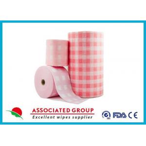 China Pink Checked Pattern Spunlace Nonwoven Rolls Soft & Lint Free supplier