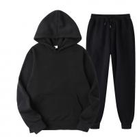 China Men Sport Pullover Sweater Set Two Piece Hoodie and Sweatpants Hooded Solid Color on sale