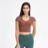 Ribbed Activewear T Shirts V Shaped Cross Back Outdoor Sports Crop Top