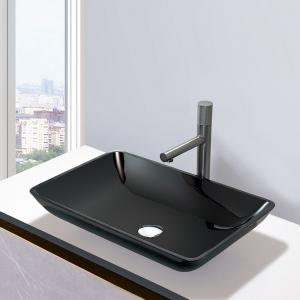 High Glossy Bathroom Wash Basins Black Crystal Stone Glass Vessel Sinks