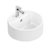 China Vanity Basin Ceramic With Hole Bathroom White Round Counter Top Wash Hand Basin Factory Supply on sale