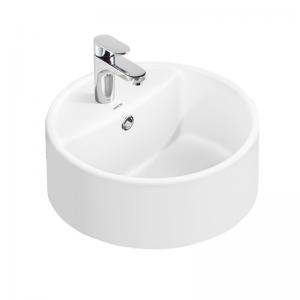 China Vanity Basin Ceramic With Hole Bathroom White Round Counter Top Wash Hand Basin Factory Supply supplier