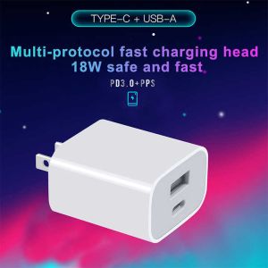 China 18W Dual USB Wall Charger with Type-C and USB-A Fast Charging wholesale