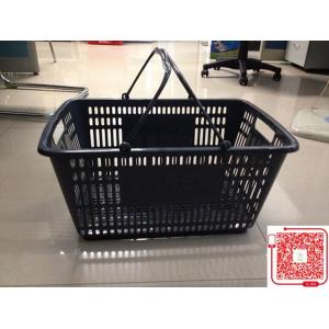 Retail Store Plastic Shopping Basket With Handle Grip / Food Shopping Cart