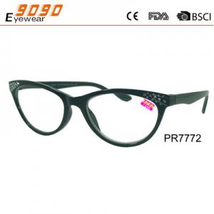 China 2018 new design reading glasses ,made of plastic with diamond on the frme,suitable for women supplier
