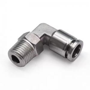 Stainless Steel Male Push-In Elbow 1/4'' BSPT Swivel Male X 10mm Pipe OD Elbow Fitting