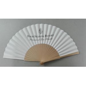 China 23cm promotional hand held fan with natural  wooden handle and paper ,  can print logo or design supplier