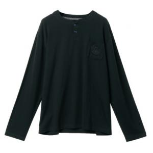 180gsm Polyester 65% Cotton 35%  Black Long Sleeve Knitted Shirt