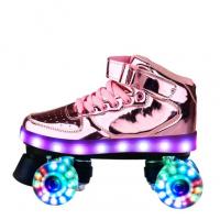 China Double Row 4 Wheel Roller Skates Patines Led Rechargeable 7 Colorful Luminous on sale