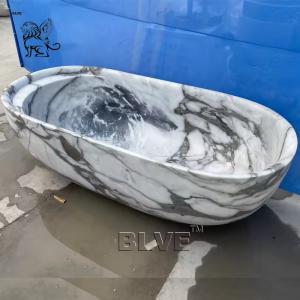 Marble Bath Tube Natural Stone Carving Tube Solid Surface Free Standing Elegant Bathtub Custom