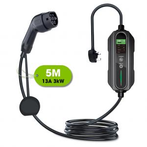 China Type 2 Portable EV Charger 6A - 13A Variable 3kW 5 Metre UK 3 Pin Plug supplier