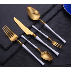 High-grade Forged Stainlesss steel Cutlery Set Flatware with White and Gold Color