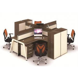 China Multi Color Office Furniture Partitions  , Frosted Glass And Metal Board Desk Open 4 Person Office Workstation supplier