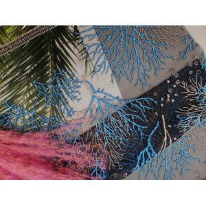 Party Blue Sea Plants 125CM Embroidered Lace Fabric
