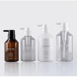 China Refillable Sloping Shoulder Cosmetic Spray Bottles Shower Gel Shampoo Plastic Bottle 350ml 500ml supplier