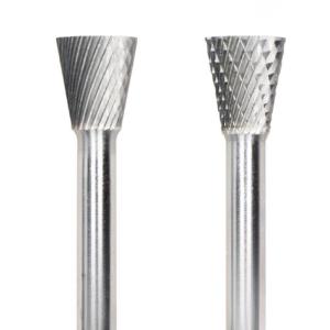 China Single Cut Type N Inverted Cone Carbide Burr 6mm Shank Diameter 19mm Head Diameter Machining Surface Profile of Workpiece supplier
