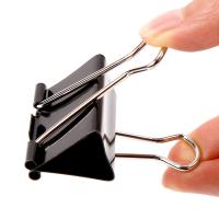 China Office Stationary Supplies Flat Metal Binder Clip in Black Stainless Steel Material on sale