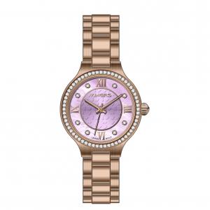 China Full Stainless Steel Rose Gold Watch For Ladies , Quartz Wrist Watches supplier