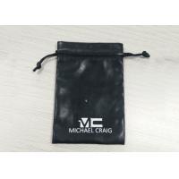 China Black Leathery Drawstring Jewelry Bags , Suede Drawstring Pouch Screen Printing Logo on sale