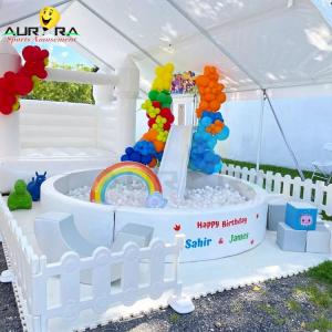 China Popular All White Soft Play Playground Equipment With Fence And Round Ball Pit supplier