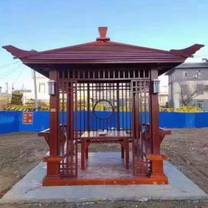 China Waterproof Outdoor Solid Wood Pavilion With Fence supplier