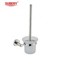 China Oem Sus304 Polished Chrome Toilet Brush Holder Glass Bathroom Accessories Classical Round on sale