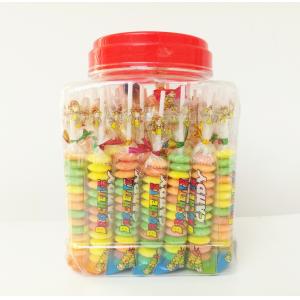 China Multi Fruit Flavor Baby Compressed Candy Brochette In Plastic Jars Taste Sweet And Sour supplier