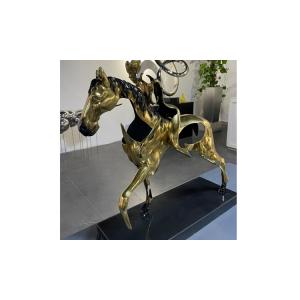 China Home Decor Brass Casting Bronze Horse Sculpture Polished Gold Color wholesale