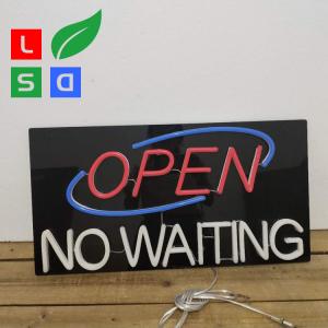 Neon Open Sign Shop Branding Square Shape No Waiting Neon Sign