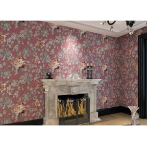 China Waterproof Asian Inspired Wallpaper with Embossed Floral Pattern , 0.53*10m/ roll supplier