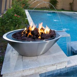 Swimming Pool Decorative Gas Round Stainless Steel Fire and Water Bowl