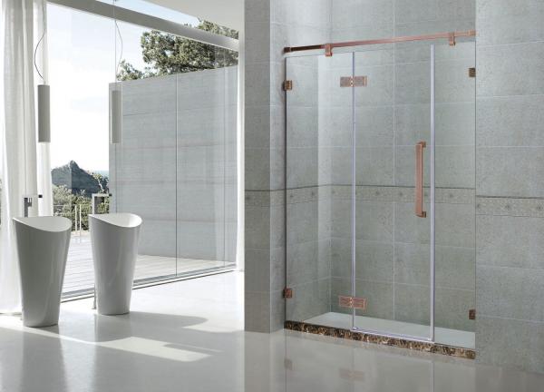 Tempered Glass Frameless Single Shower Doors Red Bronze Hinge Swing Stainless