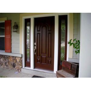 Home Frame Solid Wood Main Door , Carved Double Doors With Decorative Grilles