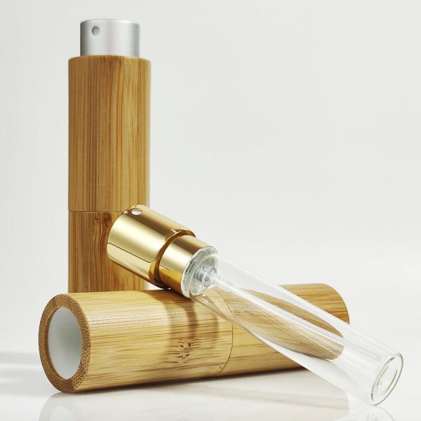 Empty 10ml 20ml 8ml Refillable Portable Liquid Container Bamboo Plastic Perfume Atomizer Spray Bottle
