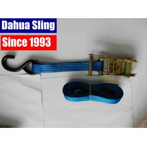 Iron Handle Ratchet Tie Down Straps , 1500kgs Cargo Ratchet Straps With S hook