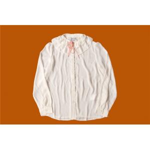 Casual White Princess Collar Shirt 100% Polyester With Cute Bandage