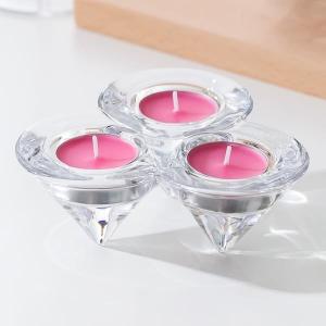 China Triple Glass Tealight Candle Holders Triangular Cone Shaped Trio Candle Holder supplier