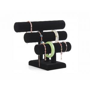 3 Layers T-Bar Jewelry Display Triple 6" Height Black Leatherette Bracelet Holder