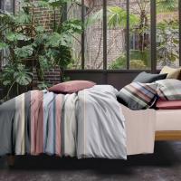 China 40s Ring Spun 3pc Organic Soft Cotton Duvet Cover Stripe Tailored Quilt Cover on sale